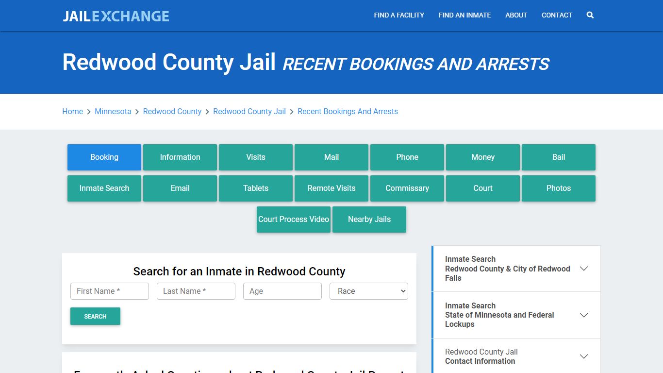 Redwood County Jail Recent Bookings And Arrests - Jail Exchange